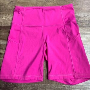 CRZ YOGA Pink High Waist Biker Shorts Pockets Size Small 5 inch inseam